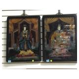 PAIR OF ANTIQUE 19TH CENTURY REVERSE PAINTINGS