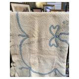 VINTAGE  1920'S HAND SEWN RIBBON QUILT