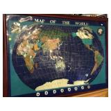 GEMSTONE MAP OF THE WORLD,  54X34  AS IS