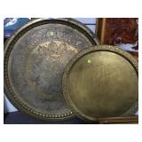 2 BRASS MIDDLE EASTERN SERVING TRAYS