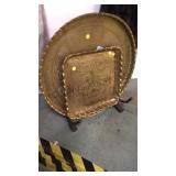 2 BRASS MIDDLE EASTERN SERVING TRAYS,