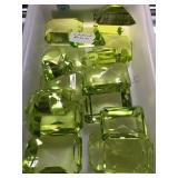 16 GREEN GLASS PAPERWEIGHTS, LARGE & SMALL