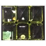 6 GREEN GLASS PAPERWEIGHTS 3.5 X2.5