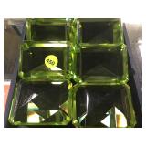 6 GREEN GLASS PAPERWEIGHTS, 3.5 X 2.5