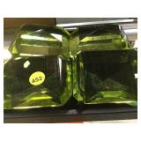 LARGE GREEN GLASS PAPERWEIGHTS, 4X3