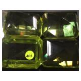 4 GREEN GLASS PAPERWEIGHTS, 4' X  3'