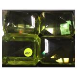 4 GREEN GLASS PAPERWEIGHTS, 4" X  3"