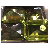 4 GREEN GLASS PAPERWEIGHTS, 4X3