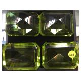 4 GREEN GLASS PAPERWEIGHTS, 4X3