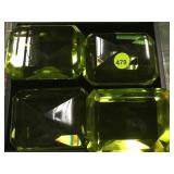 4 GREEN GLASS PAPERWEIGHTS,  4X3