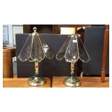 A PAIR OF GLASS TOUCH TABLE LAMPS