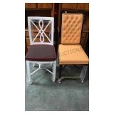 APRICOT VINYL CHAIR &WHITE METALCHAIR