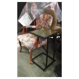 FLORAL UPHOLSTERED CHAIR WITH UNIQUE SIDE TABLE