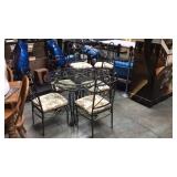 METAL BASED GLASS TOP DINING TABLE WITH