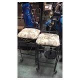 2 METAL BASED UPHOLSTERED BAR HEIGHT CHAIRS