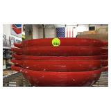 STACK OF 5 RED LE CREUSET CASSEROLE DISHES