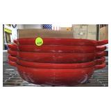 STACK OF 5 RED LE CREUSET CASSEROLE DISHES