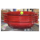 STACK OF 5 RED LE CREUSET CASSEROLE DISHES