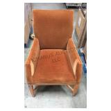 BROWN MOHAIR PADDED ARM CHAIRS. 4XMONEY