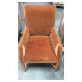 BROWN MOHAIR PADDED ARM CHAIRS, 4XMONEY