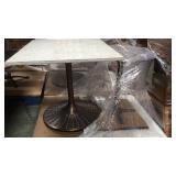 MARBLE TOP SQUARE TABLE W/METAL HOBNAIL BASE