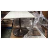 MARBLE TOP SQUARE TABLE WITH METAL HOBNAIL BASE