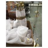 6 TABLE LAMPS & 6 FLOOR LAMPS,, GLASS BASED