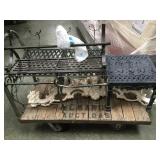 CART OF ASSORTED WROUGHT IRON, BENCHS, TABLES