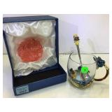 ARC DECORATIVE ENAMELED GLASS CUP WITH SPOON ARC DECORATIVE ENAMELED GLASS CUP WITH SPOON
