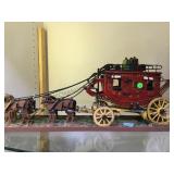 VINTAGE WELLS FARGO WOODEN STAGE COACH WITH HORSES VINTAGE WELLS FARGO WOODEN STAGE COACH WITH HORSES
