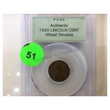 1920 AUTHENIC LINCOLN CENT, WHEAT REVERSE 1920 AUTHENIC LINCOLN CENT, WHEAT REVERSE