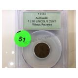 1920 AUTHENIC LINCOLN CENT, WHEAT REVERSE