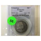 1893 SILVER COLUMBIAN PCGS F12 HALF DOLLAR 1893 SILVER COLUMBIAN PCGS F12 HALF DOLLAR
