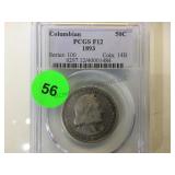 1893 SILVER COLUMBIAN PCGS F12 HALF DOLLAR