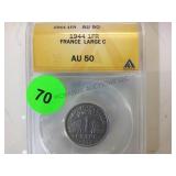 1944 1FR AU50 FRANCE LARGE CENT 1944 1FR AU50 FRANCE LARGE CENT