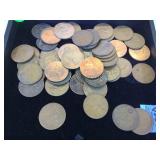 TRAY OF (50) OLD ENGLISH PENNIES, 1915-1967 TRAY OF (50) OLD ENGLISH PENNIES, 1915-1967