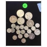 TRAY OF SILVER COINAGE, TRAY OF SILVER COINAGE,