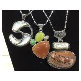NECK OF 3 KALIFANO NECKLACES WITH PEARL & NECK OF 3 KALIFANO NECKLACES WITH PEARL &