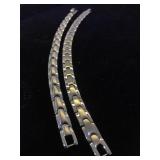 PAIR OF STAINLESS STEEL KALIFANO BRACELETS PAIR OF STAINLESS STEEL KALIFANO BRACELETS