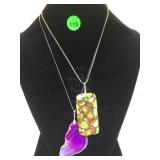 STERLING GREEN SEA SEDIMENT NECKLACE & STERLING