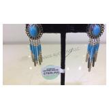 STERLING& TURQUOISE DANGLE DROP EARRINGS STERLING& TURQUOISE DANGLE DROP EARRINGS