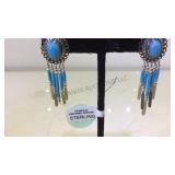 STERLING& TURQUOISE DANGLE DROP EARRINGS