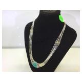 STERLING LIQUID SILVER & TURQUOISE NECKLACE STERLING LIQUID SILVER & TURQUOISE NECKLACE