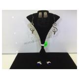 LOT OF 3 VINTAGE STERLING EARRINGS, 1 HOOP, LOT OF 3 VINTAGE STERLING EARRINGS, 1 HOOP,