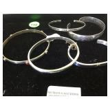 TRAY OF 5 STERLING CUFFS & BANGLE BRACELETS