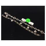 A PAIR OF STERLING CHAIN BRACELETS WITH HEARTS A PAIR OF STERLING CHAIN BRACELETS WITH HEARTS