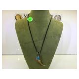 STERLING NECKLACE WITH TURQUOISE & A BEAR CLAW STERLING NECKLACE WITH TURQUOISE & A BEAR CLAW