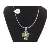 STERLING CHAIN WITH RESIN MULTI-COLOR CROSS STERLING CHAIN WITH RESIN MULTI-COLOR CROSS