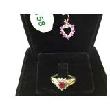 10K GOLD & RUBY RING & HEART PENDANT 10K GOLD & RUBY RING & HEART PENDANT