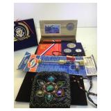 TRAY INCLUDING COMMEMORATIVE STAMP, GEMSTONE